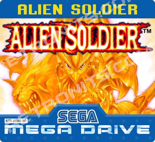 Etiquette Alien Soldier Megadrive